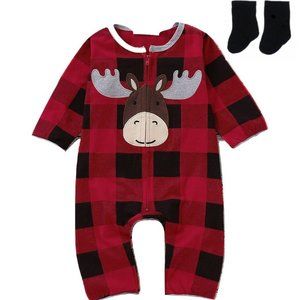 Baby Boy Moose Sleeper and Socks 6M 12M 18M NEW